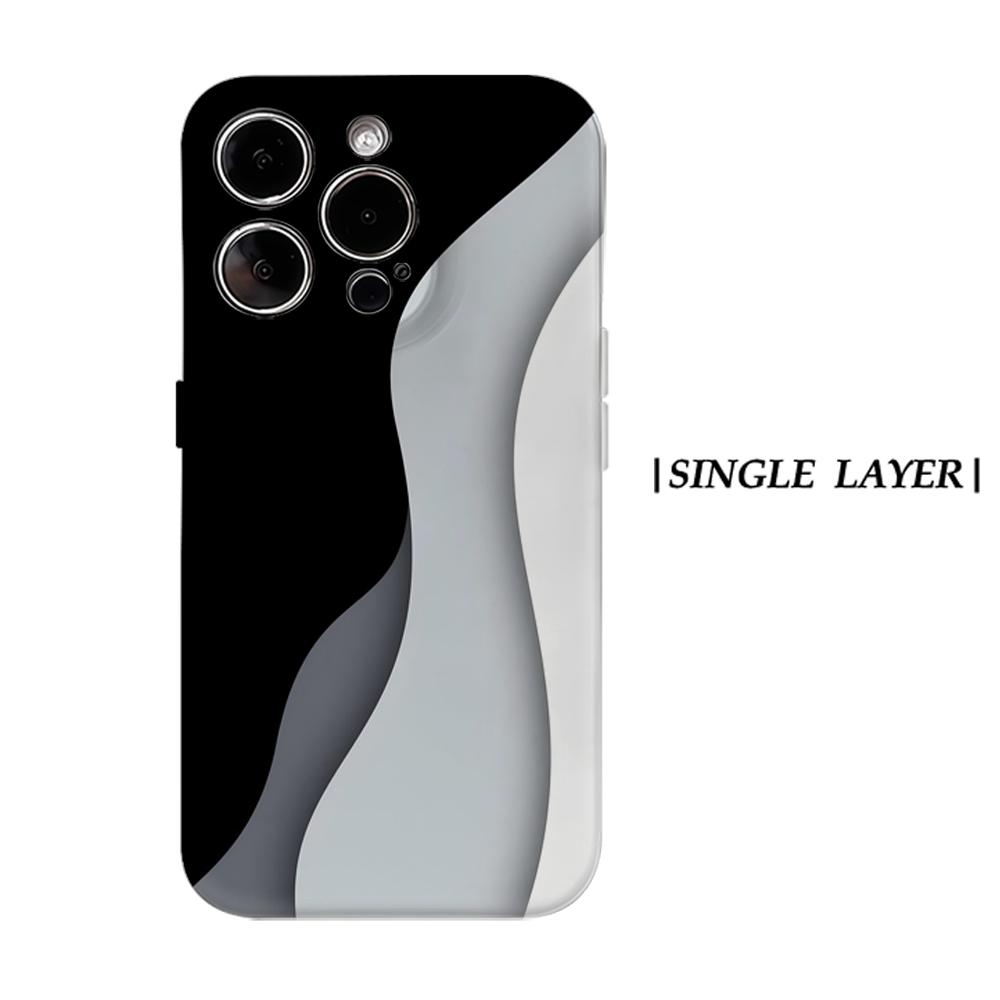 Монохромный чехол для телефона с волнообразным рисунком для IPhone 17AIR 16E 16 15 14 13 12 11 17 Pro Max Plus Двухслойная задняя крышка