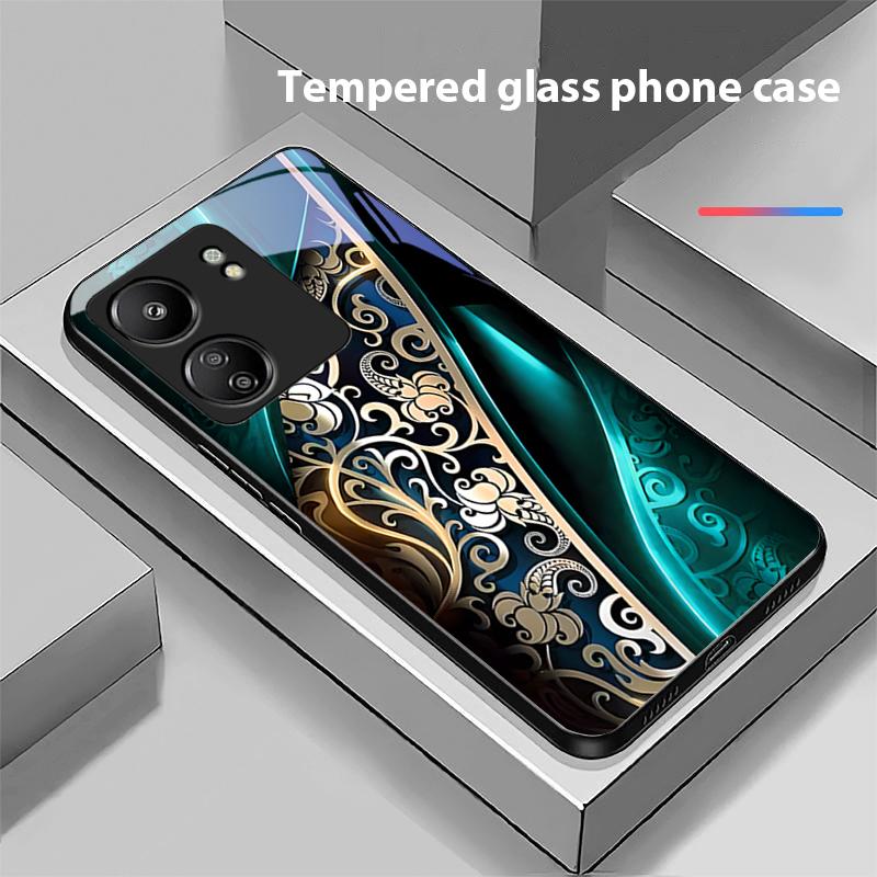 Jinmai Красно-фиолетовый Для Xiaomi Redmi 13C Note13 12 Pro Plus 5G Note 9 13T Pro POCO X6 F5 F6 Черный Чехол для телефона из закаленного стекла