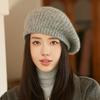 Wool Beret Hat for Women, New Autumn and Winter Big Head Circumference Knitted Hat, Cold Hat, Fashionable and Trendy Mom Hat