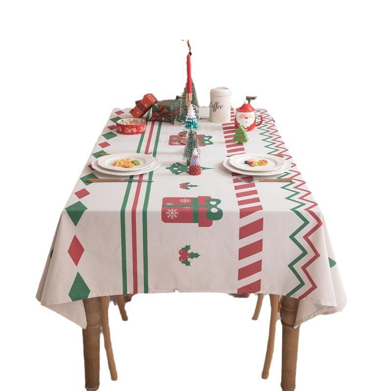 Обработка Индивидуальная Рождественская Печать Бахрома Геометрическая Прямоугольная Скатерть Скатерть для Кофейного Столика