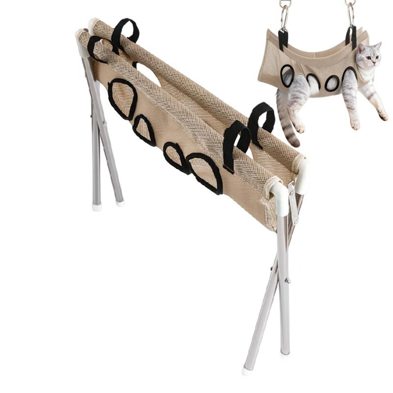 Pet Grooming Hammock Stand Foldable Cat Dog Bathing Rack Quick Dry Mesh Nail Trimming Holder Hammock Helper Hanging for Cat Dog
