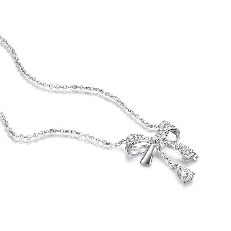 Колье-галстук с кисточкой и бантом из медно-никелевого сплава для женщин - Легкая роскошь, Простой дизайн, Универсальная цепочка на ключицы, Подарок