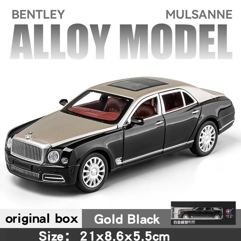 Diecast 1/24 Scale Bentley Mulsanne Alloy Model Car Collection Vehicle Simulation Sound & Light Metal Toy Car Toy for Kids Gift