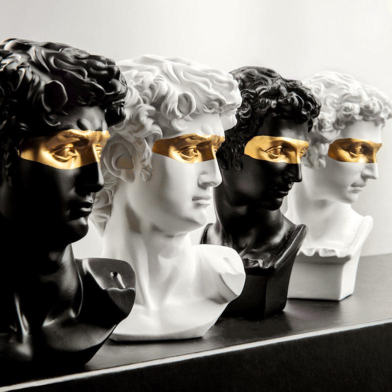 Black Gold David Resin Plaster Bust Ornament Art Kit
