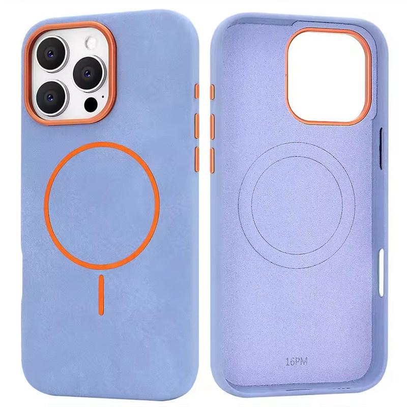 Роскошный чехол для телефона Magsafe из ТПУ кожи для iPhone 16 15 14 13 Pro Max с магнитной беспроводной зарядкой и противоударным покрытием из сплава