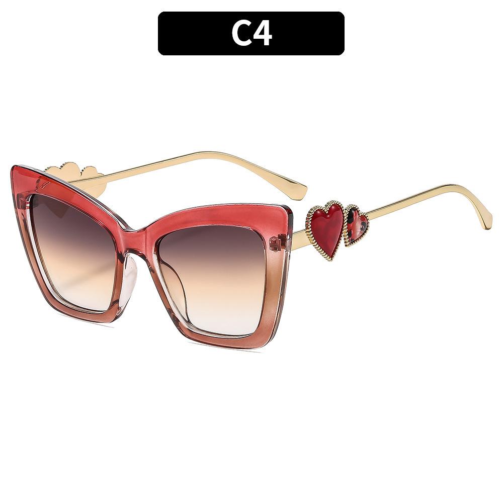 New European and American fashion cat eye high-end sunglasses street shooting versatile plain face personalized sunglasses trendy brand glasses