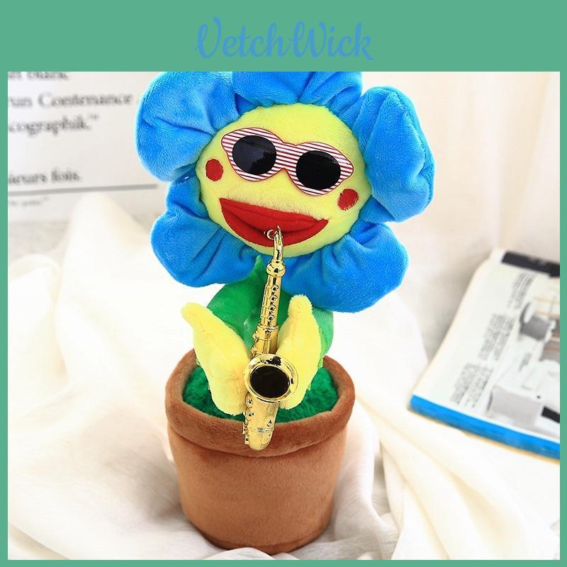 Saxophone Sunflower Plush Toy With Singing And Dancing Functions For Childrens Gift
