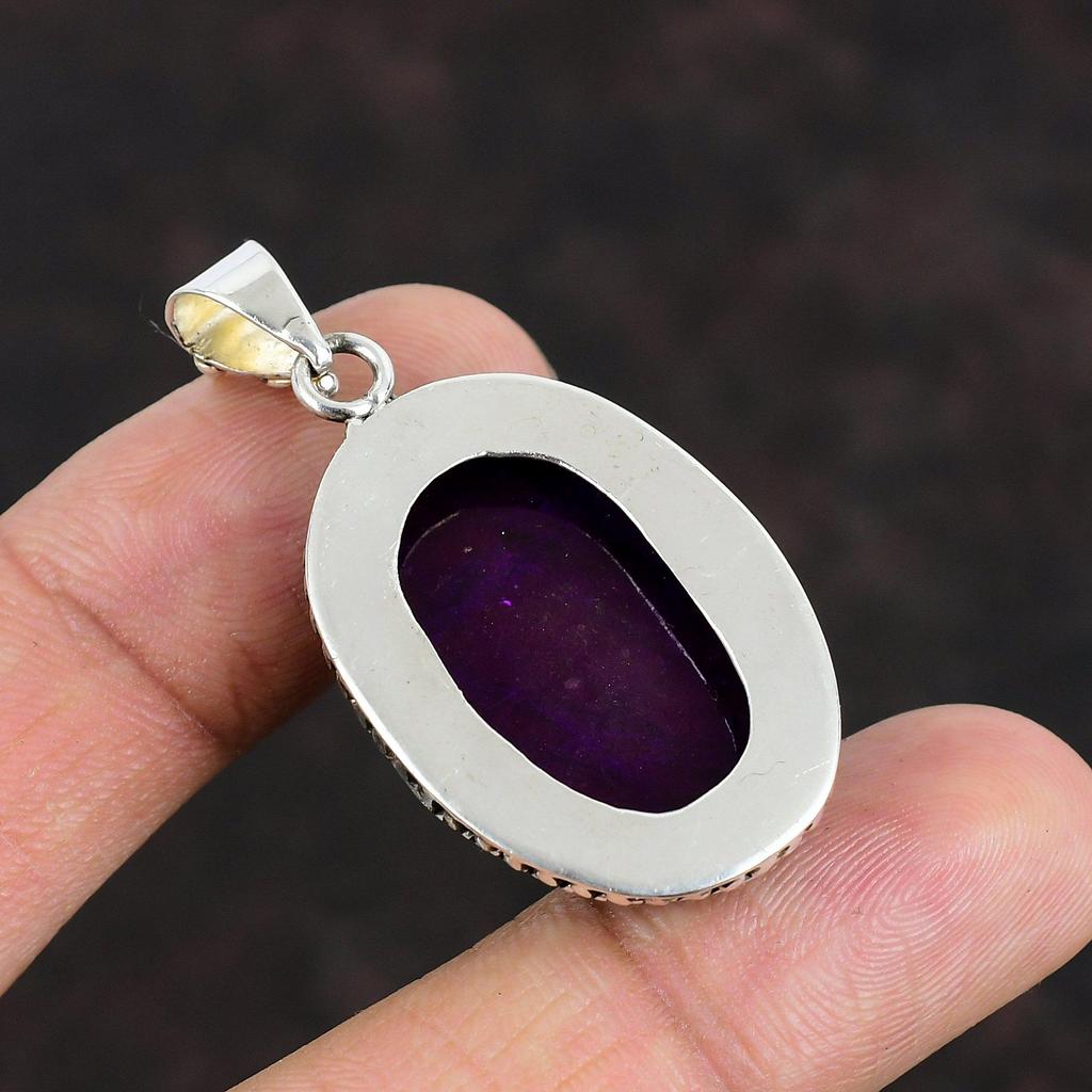 Подвеска из фиолетового огненного лабрадорита, серебряная подвеска 925 пробы, оригинальный кулон с драгоценным камнем, красивое серебряное ювелирное изделие, подвеска ручной работы, подарок для нее
