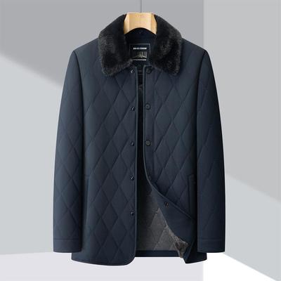 Мужская теплая хлопковая куртка в стиле business casual для осени и зимы, для среднего и пожилого возраста, с отложным воротником