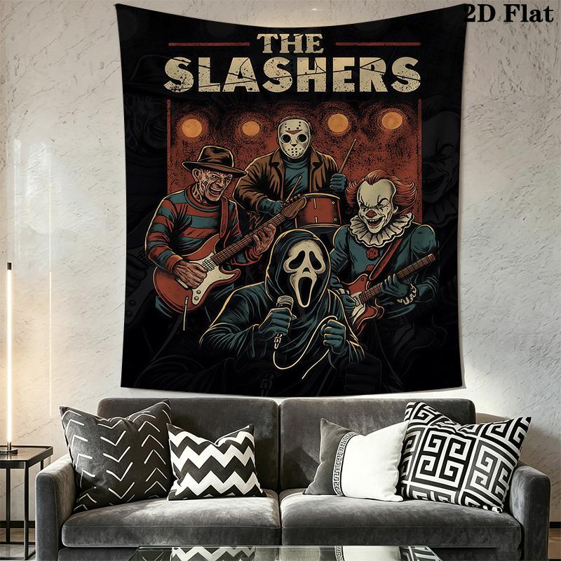 The Slashers Horror Meets Music Tapestry Wallmounted Background Cloth Homestay Soft Decoration Tapestry Soft Atmospheric Background Cloth