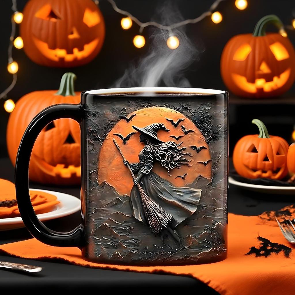 Ведьминская чайная чашка 325 мл Хэллоуинские кружки Керамическая чашка для завтрака Для утренней рутины Вечеринка по случаю дня рождения Досуг выходного дня Моменты релаксации