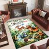 Forest Nature Theme Crystal Velvet Rug Personalized Custom Name Text Soft Floor Mat Home Decor