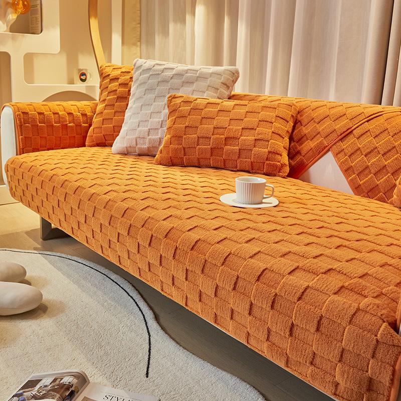 Зимний плюшевый утолщенный коврик для дивана, новый противоскользящий универсальный чехол для дивана на четыре сезона, современный минималистичный универсальный чехол для сиденья «все включено»