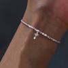 Lady Bracelet Shimmering Surface with Pendant Adjustable Length Luster Silver Color Wrist Jewelry