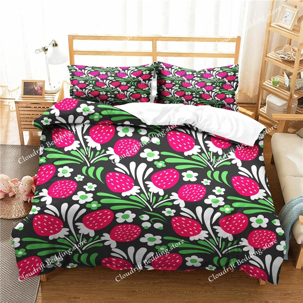 Fruit Duvet Cover Set Cartoon Watermelon Summer Theme Bedding Set for Boy Girl Double Queen King Size Microfiber Comforter Cover