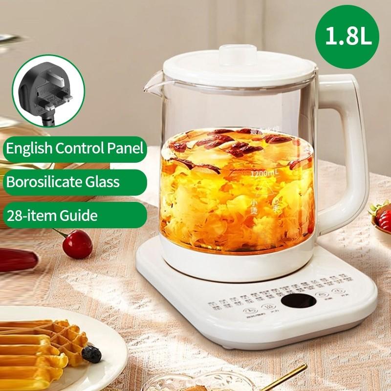 1,8 л Большая емкость Умный чайник для здоровья Бытовой Сохранение тепла Электрический стеклянный чайник Многофункциональный чайник
