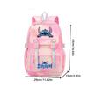 PQKL-party Stitch Printed Backpack 43x29x15cm Adorable Design Large Capacity Pink