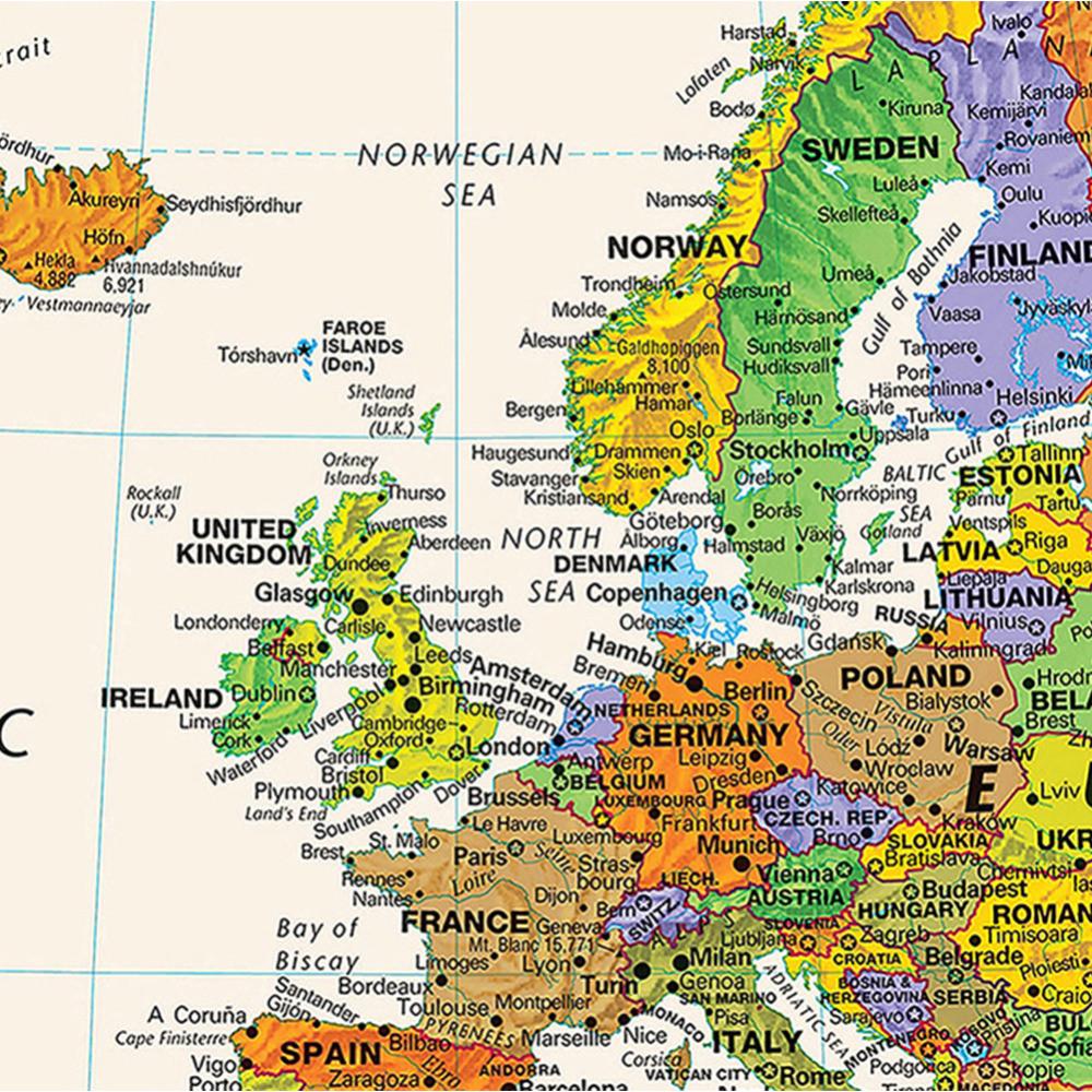 Карта мира - страны с городами, карта мира без рамы, настенный декор для гостиной, спальни, дома, офиса, современное искусство, инструмент для путешествий