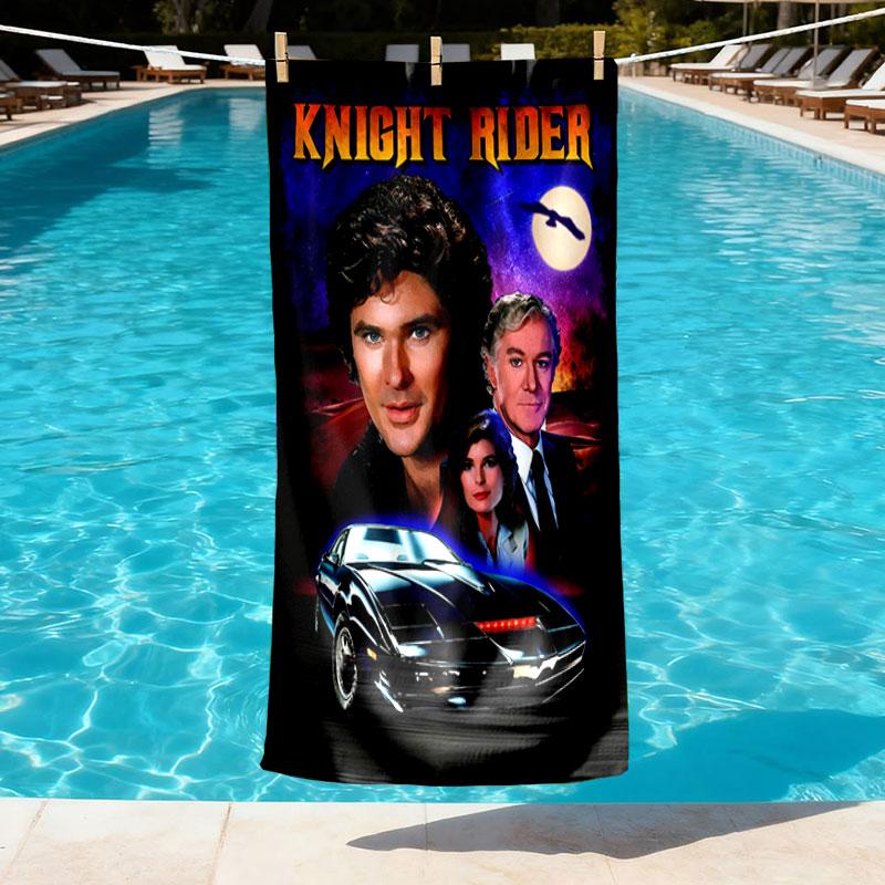 Knight Rider Print Beach Towel Design, Soft, Lightweight. for Home Bathroom, Spa, Pool, Yoga, Surfing, Camping, Gift for Family, Friend