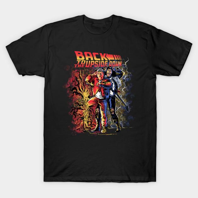 Asian Size Men Black Print T-shirt Back To The Upside Down No-Cut Heat Transfer Print Cotton Tshirt