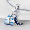 925 Silver Steamboat Anchor Sparkling Blue Cz Yacht Beads Fitfashionbracelet Diy Authentic Silver Color Cruise Ship Charms
