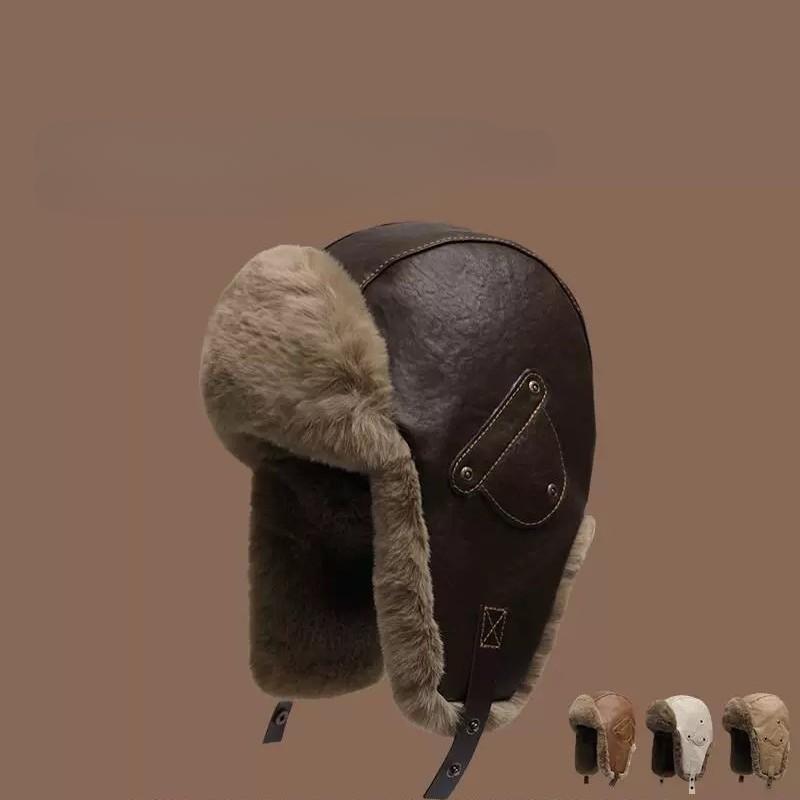 Зимняя холодная кепка мужская велоспорт электромобиль ветрозащитная теплая кожаная кепка Lei Feng женская утолщенная кепка для защиты ушей