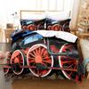 Steam Engine Duvet Cover Set Transportation Old Train King Queen Full Size Polyester Bedding Set for Teen Boys Adult Living Room