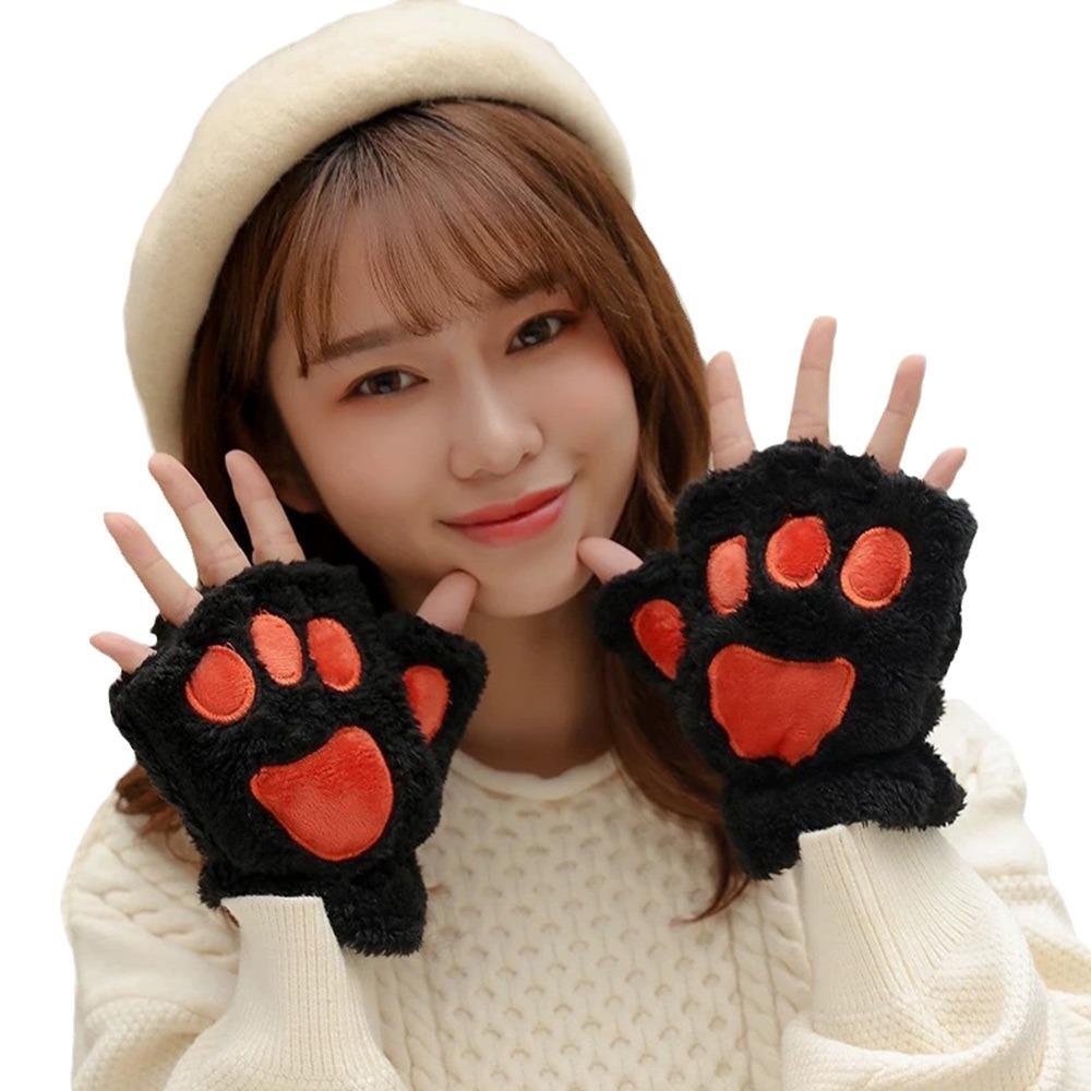 Plush Furry Mittens Bear Paw Animal Gloves Fashion Cat Paw Gloves Cosplay