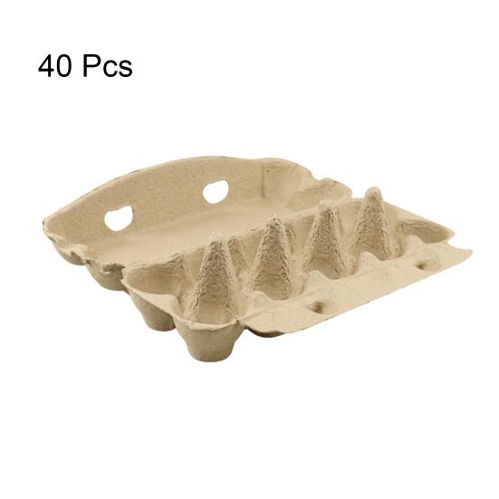 40Pcs Egg Tray Paper Pulp Shock-Proof Design Bulk 6/8/10/12/15 Count Natural Cardboard Egg Cartons Reusable Eco-Friendly Stackable Egg Storage