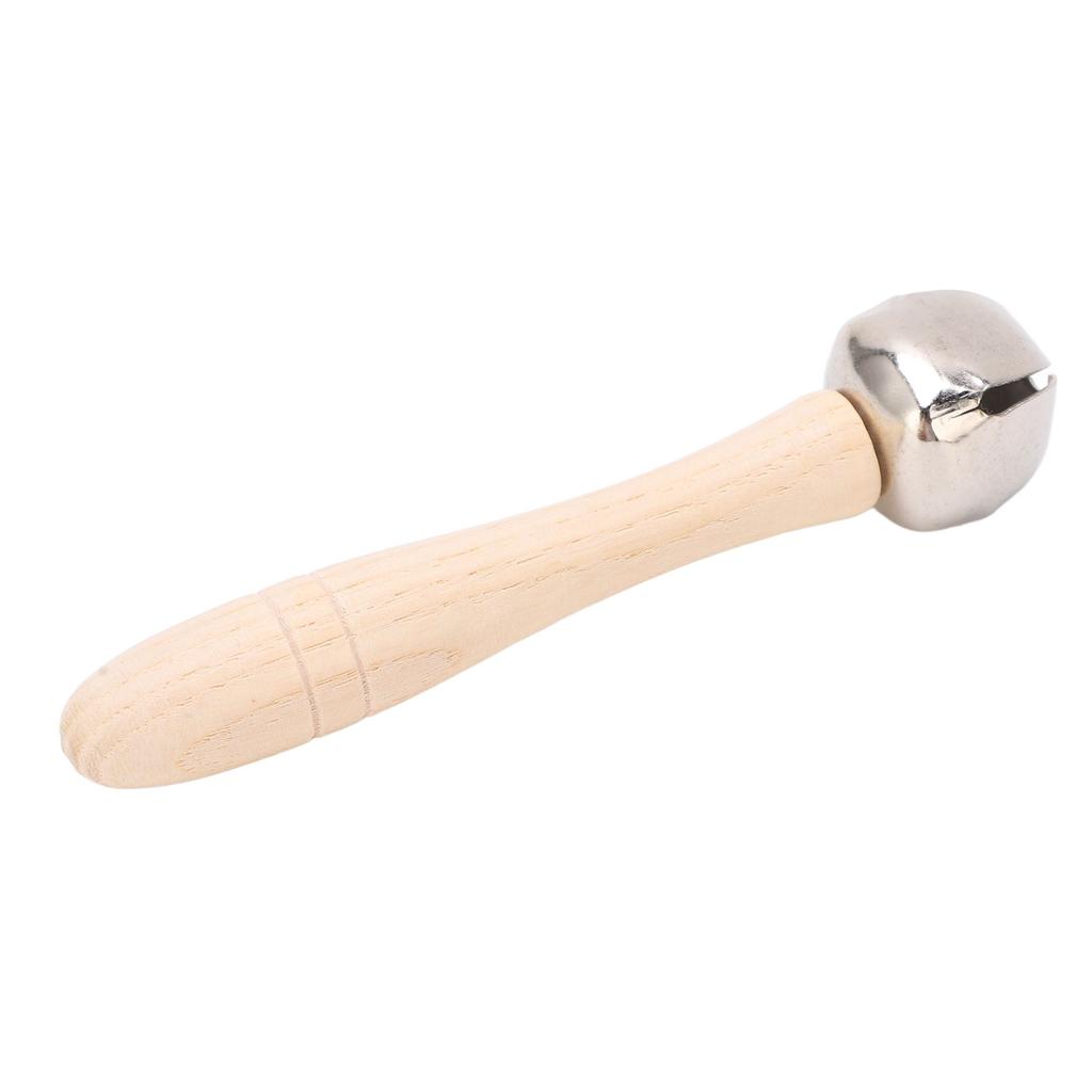 Wooden Jingle Hand Bell Solid Wood Handle Stick Shaker Children Musical Instrument Orff Toy Round
