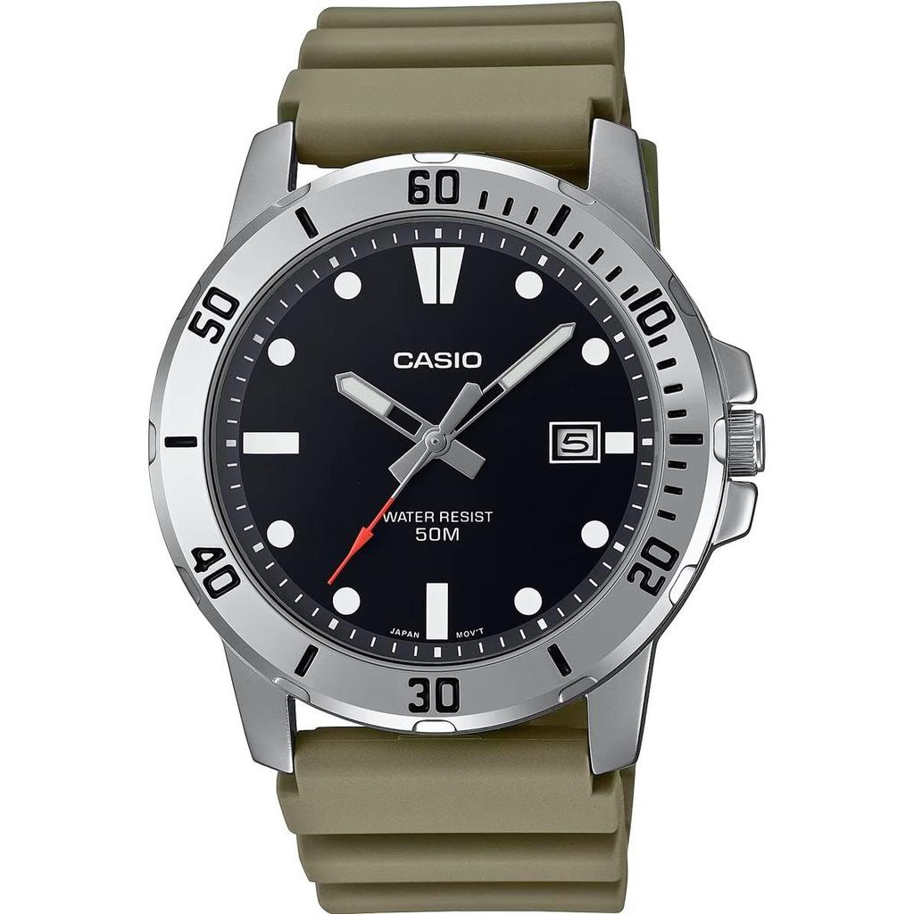 CASIO Стандартные Аналоговые Кварцевые Мужские Часы MTP-VD01-3EV Военный Оливковый Зарубежная Модель