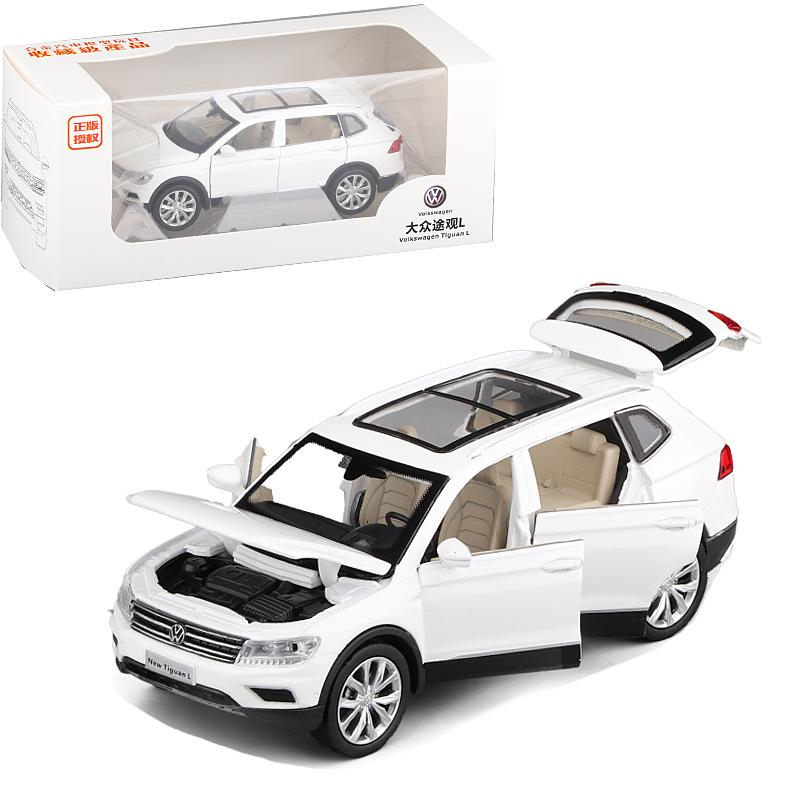 Масштаб 1/32 Tiguan L, литая под давлением модель автомобиля из сплава, модель игрушечного автомобиля со звуком и светом, детская игрушка-автомобиль с откидной спинкой, выставки коллекций праздничных подарков