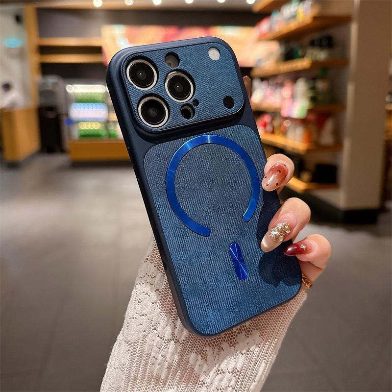 Совместимый магнитный чехол для iPhone 17 Pro Max - Apple 16 Pro, джинсовая текстура, защита от падений.