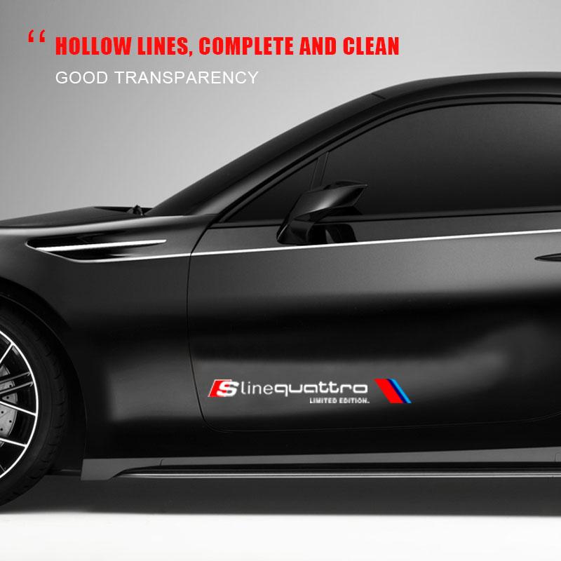 2 шт. Наклейки для украшения кузова автомобиля, Персонализированные спортивные наклейки на двери для Audi A3 A4 B8 8P 8V A6 C7 A5 Q5 B7 B6 B9 QUTTRO RS Q3 Q7 S3 S4 S5 S6 S8