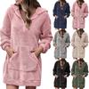 Женское повседневное модное свободное платье-толстовка с капюшоном на молнии с плюшевыми карманами