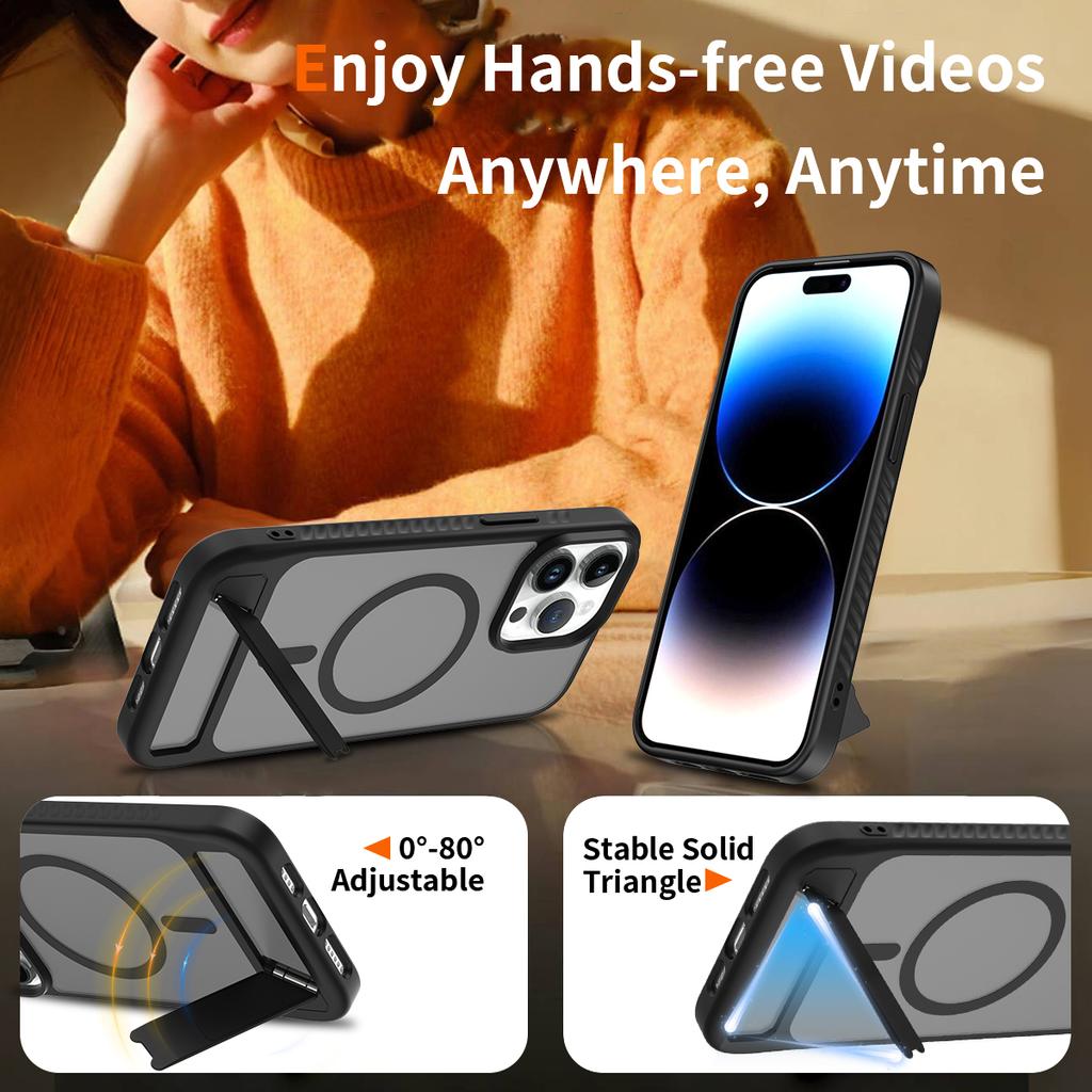 Stand Holder Matte Phone Case for Magsafe Mag Safe Iphone 16 E 15 Pro 14 Plus 13 Pro Max 12 14Pro 13Pro 16Pro 15Pro Magnetic Stand Phone Cover