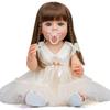 NPK 55cm Full Body Silicone Reborn Toddler Doll Sue-Sue Hand-detailed Painting with Brown Long Wig Hair for Child Xmas Gift