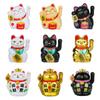 Solar Powered Lucky Cat Car Ornament Cartoon Wealth & Prosperity Cat Doll Auto Dashboard Decoration Cute Waving Car Accessories