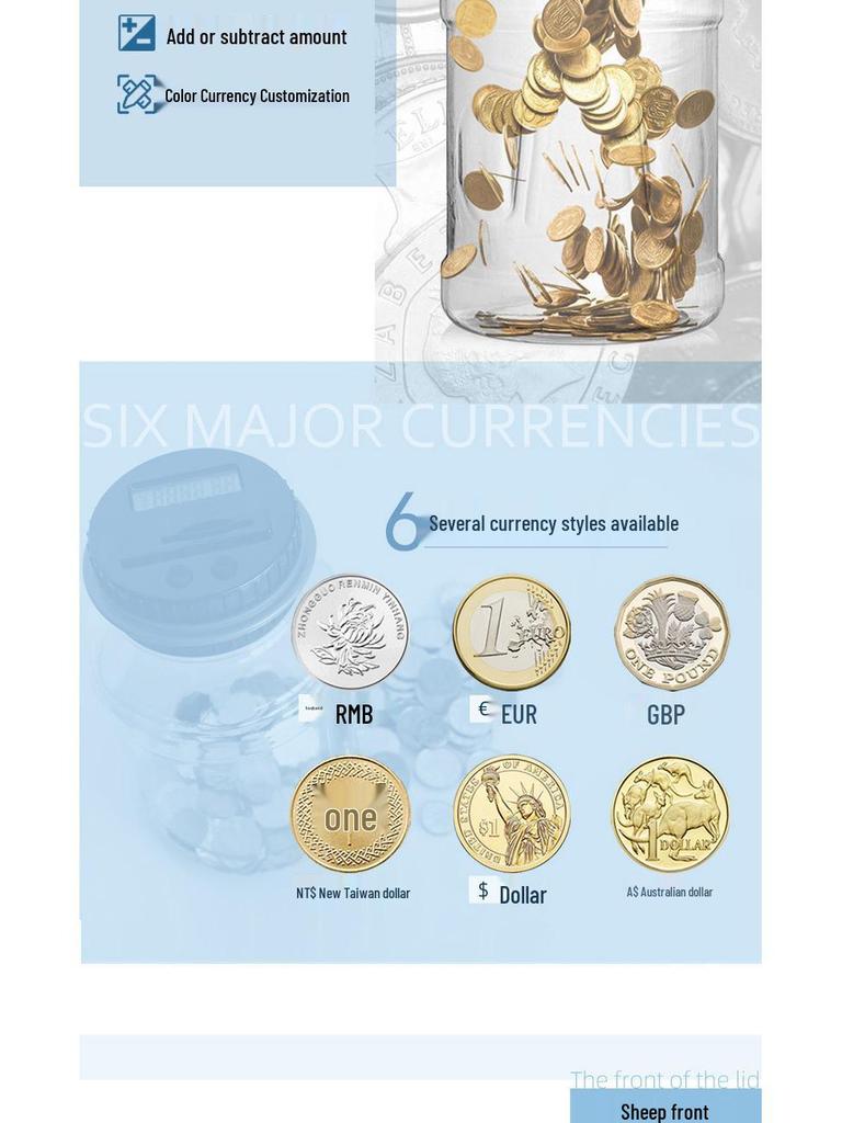 Smart Cross-Border Piggy Bank Toy with 1.8L Capacity for Counting Euros, Pounds, and Dollars