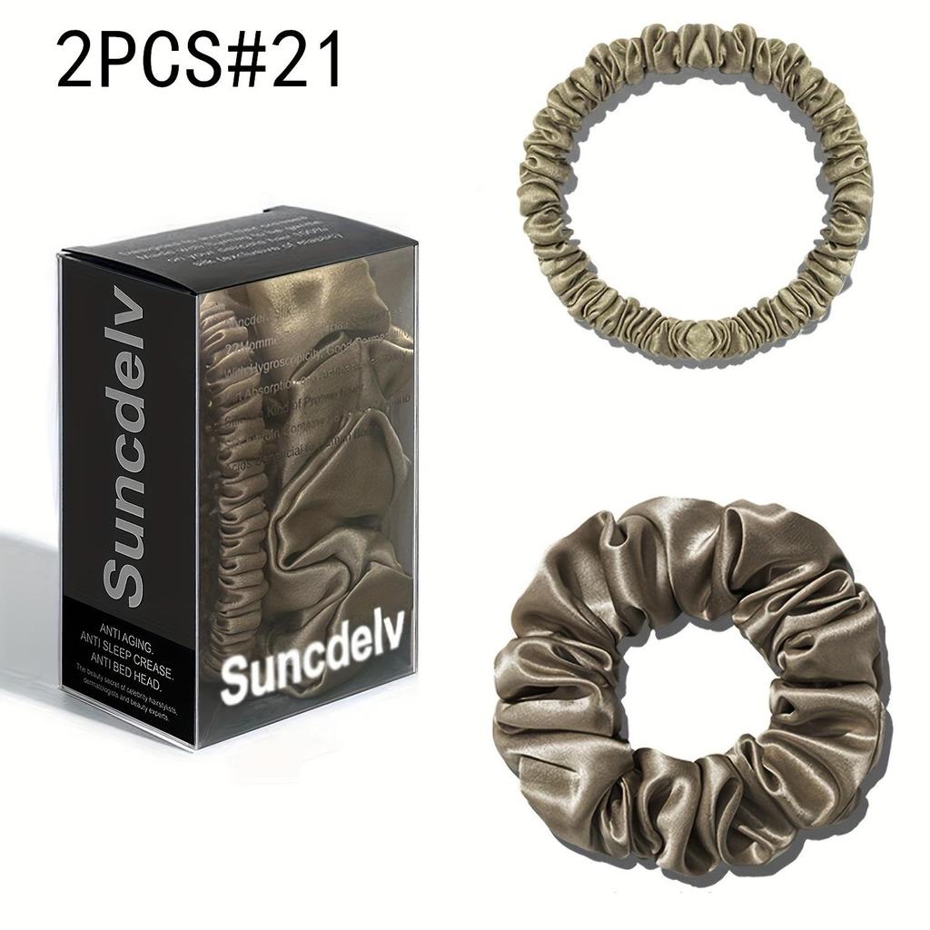 2 шт. 100% натуральный шелк однотонные резинки для волос высокого качества резинки для волос 22Momme женские большие повязки для волос аксессуары для волос маленькие+большие