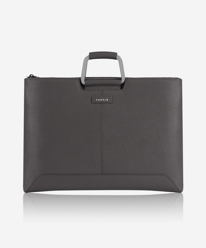 Tantin Taylor Men'S Leather Briefcase T11003 Grey / Large