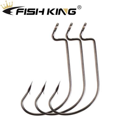 Наживка Fish King, рыболовный крючок, наживка для мягких червей, окунь, колючая углеродистая сталь, широкий кривошип, смещенный рыболовный крючок для карпа