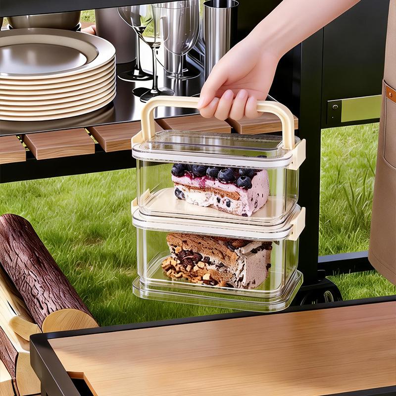 Portable fresh-keeping box, food grade, special refrigerator for camping, storage box for fruit and food, sealed grid bento box