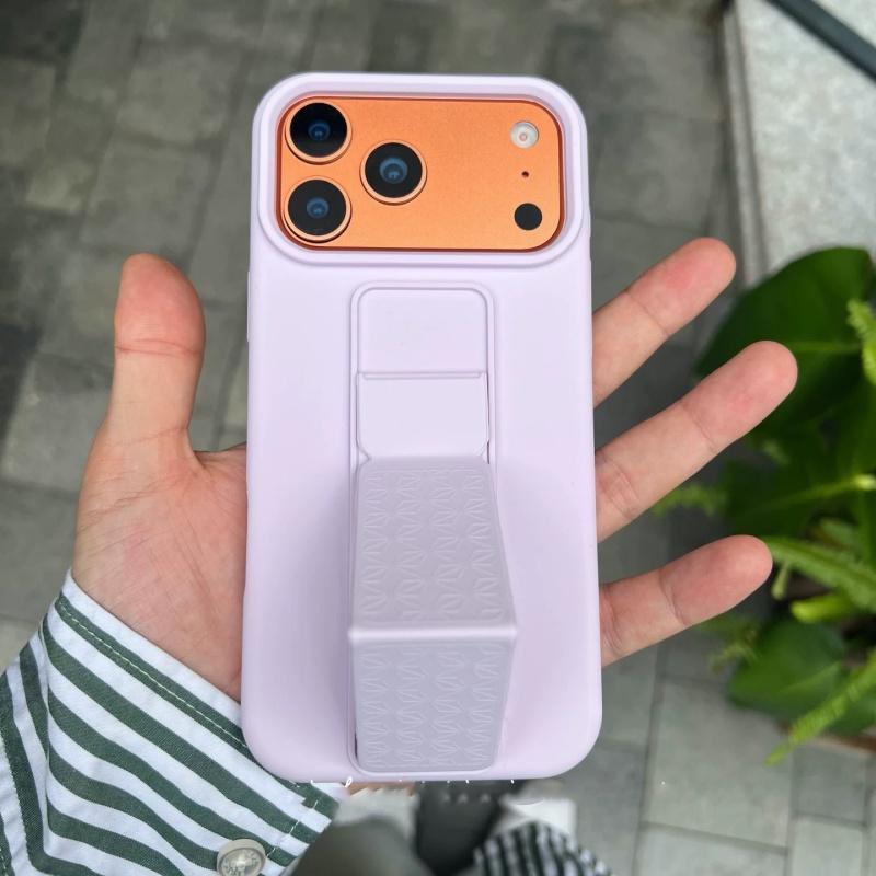 Оригинальный жидкий чехол-подставка, складной, конфетного цвета, для iPhone 17 Air 16 15 14 Plus 13 12 11 Pro Max, простой, противоударный, гладкий