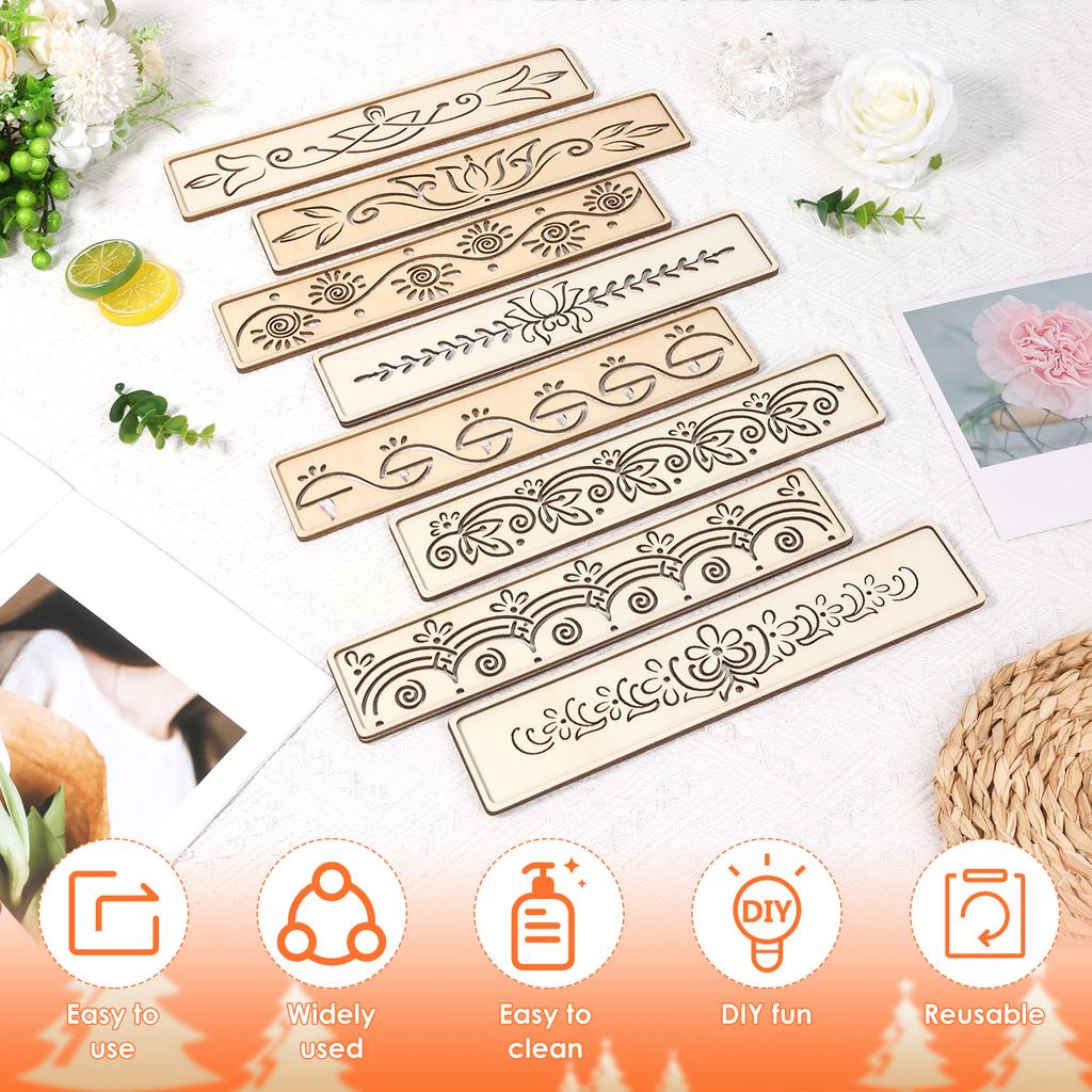 8 шт. Трафареты Ранголи на Дивали 11,8 дюйма Деревянный трафарет для рисования Ранголи Инструмент Набор для DIY изготовления для напольных поделок Фестивальный декор