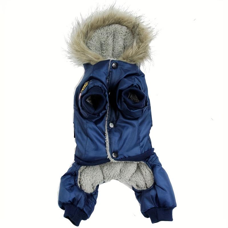 Утепленный зимний комбинезон для собак мелких пород с капюшоном и воротником из искусственного меха, водонепроницаемая и теплая одежда для домашних животных