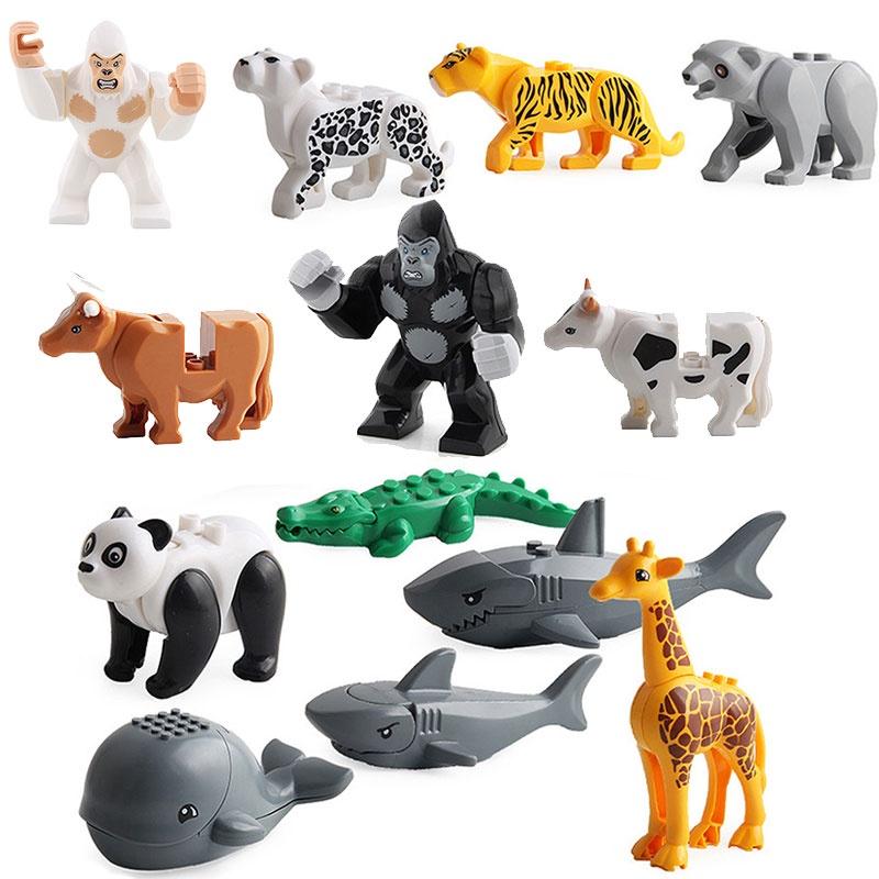 Kids' Mini Assembly Building Toy Crocodile Shark Orangutan Figure Blocks Plastic Material