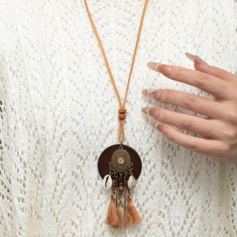 Смола Круглые Полые Подвески Ожерелья Для Женщин Модные Черные Кожаные Веревочные Длинные Цепочки для Свитера Вечерние Украшения