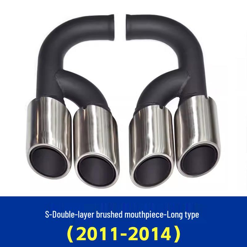 Порше Кайен (2011-2014 гг.) Черные насадки на глушитель GTS с четырьмя выхлопами для модификации труб
