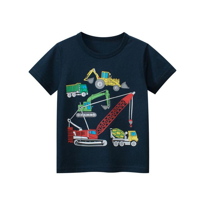 27Kids Children's Clothing Summer Kids Short Sleeve T-shirt Clothes Boys and Girls Engineering Car Excavator Baby 100% Cotton Coat